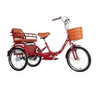 SRNSAEB Comfortable Adult Tricycles for Men Single Speed With Complete Accessories, Couple/Parent Child Tandem Bike to Exercise/Shopping/Riders/Picnic, Adjustable Height 3 Wheel Bicycle(Red)