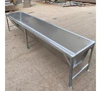 SRNSAEB Cow Feeding Trough Metal Large Capacity, Long 50cm 100cm 195cm Small Livestock Hay Feeder Trough, Chicken Hog Goats Horse Pasture Feeder with 30cm High Stand(L 195cm(76 4/5in))