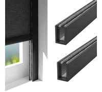 SRNSAEB Extra Long Light Blocking Tracks White Black Gray, U Channel Window Light Blocker Strips Aluminium, 60 90 110 CM 1.5m 2m 2.5m 3m Blackout Curtain Light Gap Blocker(Black 2pcs,8.5ft/2.6m)