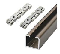 SRNSAEB Heavy Duty Sliding Barn Door Hardware Track Kit Exterior, 100 150 200 300 360 480 500 CM Wardrobe Closet Door Box Rail, Pocket Door Wheels And Track Replacement Kits(Brown,155inch/393.7cm)