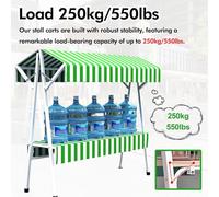 SRNSAEB Mobile Street Food Vendor Cart 130 150 CM Long, Lightweight & Foldable Market Stall Display Stand, Farmer Market Booth Display On Wheels, Flower Stands(Green,60x150cm(23 3/5") x(59"))