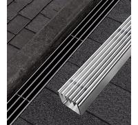 SRNSAEB Shallow Channel Drains And Grates, French Slim Pool Deck Drain Channel Kit & Trough Drain, U Slot Stainless Steel Drainage Trench Outdoor Indoors Walkway(5.5x5cm(2 1/5x2))