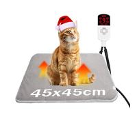 SROCHN Pet Heating Pad 45 x 45 cm, 4 Adjustable Timer (2-12H)& 9 Adjustable Temperature (20-55°C), Waterproof Heating Pad Pet Indoor Double-Sided Heating Blanket for Cat Dog