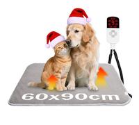 SROCHN Pet Heating Pad 60 x 90 cm, 4 Adjustable Timer (2-12H)& 9 Adjustable Temperature (20-55°C), Waterproof Heating Pad Pet Indoor Double-Sided Heating Blanket for Cat Dog