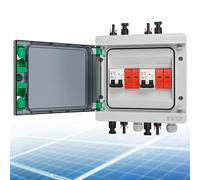 SROCHN Solar PV Combiner Box DC 32A 1000V Lightning Protection Circuit Breaker IP65 Waterproof 2 String 8 Module Solar PV Junction Box