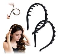 SROCOPT Silicone U Shape Fashion Tooth Hair Comb Headband, 2026 New Zig Zag High Cranium Head Bands for Women's Hair Non Slip, Reversible Korean Headbands with Teeth(Black,2pcs)