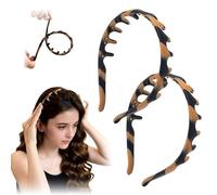 SROCOPT Silicone U Shape Fashion Tooth Hair Comb Headband, 2026 New Zig Zag High Cranium Head Bands for Women's Hair Non Slip, Reversible Korean Headbands with Teeth(Amber,2pcs)