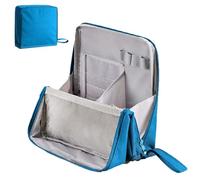 SROCOPT Standing Makeup Bag, 2025 New Upgraded Portable Large Capacity Pencil Cases, Multi-Purpose Waterproof Office Storage Makeup Bag Organizer with Compartments, Blue