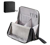 SROCOPT Standing Makeup Bag, 2025 New Upgraded Portable Large Capacity Pencil Cases, Multi-Purpose Waterproof Office Storage Makeup Bag Organizer with Compartments, Black, Portable and Large Capacity