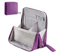 SROCOPT Standing Makeup Bag, 2025 New Upgraded Portable Large Capacity Pencil Cases, Multi-Purpose Waterproof Office Storage Makeup Bag Organizer with Compartments, Purple, Portable and Large Capacity