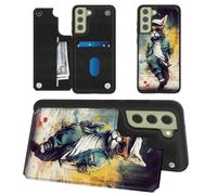 SROJDHFJB Cat Detective for Samsung Galaxy S24 Plus Wallet Case with Card Holder, RFID Blocking Flip Soft PU Leather Kickstand Magnetic Closure Slim Purse Phone Case for Galaxy S24 Plus