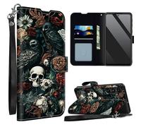 SROJDHFJB Dark Skull Flower Eagle for Samsung Galaxy A54 5G Wallet Case with Wrist Strap, Flip PU Leather Card Holder Phone Case Magnetic Closure Kickstand Shockproof Purse Cover for Galaxy A54 5G