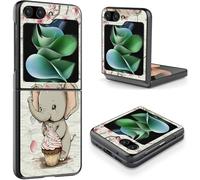 SROJDHFJB Elephant Sakura Wood for Samsung Galaxy Z Flip 5 Flip Case, Slim Lightweight Phone Case Hard PC Boby Shookproof Wireless Charging Men/Women Cover for Galaxy Z Flip 5
