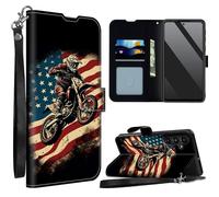 SROJDHFJB Flag Motorbike for Galaxy A15 5G Wallet Case with Wrist Strap, Flip PU Leather Card Holder Phone Case Magnetic Closure Kickstand Shockproof Purse Cover for Galaxy A15