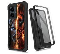 SROJDHFJB Jesus and The Devil for Cricket Icon 2026 w/Tempered Glass Screen Protector, 2 Layers Shockproof PC Frame + Soft Bumper Phone Case for ATT Propel 3 5G