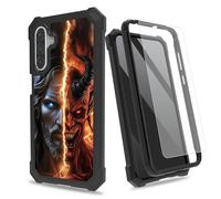 SROJDHFJB Jesus and The Devil for Samsung Galaxy A17 w/Tempered Glass Screen Protector, 2 Layers Shockproof PC Frame + Soft Bumper Phone Case for Samsung Galaxy A26