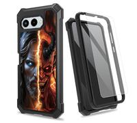 SROJDHFJB Jesus and The Devil for T-Mobile Revvl 8 w/Tempered Glass Screen Protector, 2 Layers Shockproof PC Frame + Soft Silicone Bumper Phone Case for T Phone 3 5G