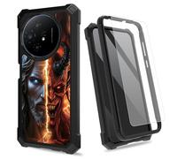 SROJDHFJB Jesus and The Devil for TCL 60XE Nextpaper 5G Case w/Tempered Glass Screen Protector, 2 Layers Shockproof PC Frame + Soft Silicone Bumper Phone Case for TCL 60XE Nextpaper 5G