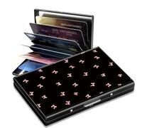 SROJDHFJB Mini Credit Card Holder Wallet for Women, Pink Bow, Minimalist