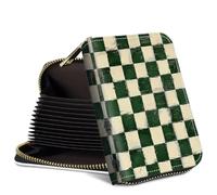 SROJDHFJB Mini Credit Card Holder Wallet for Women, Retro Art Green Check, 4.3 x 3.1 x 0.98 inches