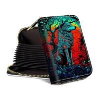 SROJDHFJB Mini Credit Card Holder Wallet for Women, RFID Blocking Small Card Case, Art Wolf, Classic