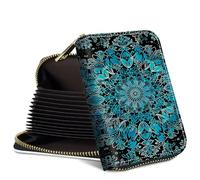 SROJDHFJB Mini Credit Card Holder Wallet for Women, RFID Blocking Small Card Case, Blue Mandalas, Classic