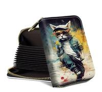 SROJDHFJB Mini Credit Card Holder Wallet for Women, RFID Blocking Small Card Case, Cat Detective, Classic