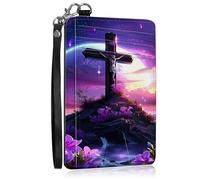 SROJDHFJB Mini Credit Card Holder Wallet for Women, RFID Blocking Small Card Case, Cross Faith, Minimalist