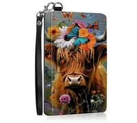 SROJDHFJB Mini Credit Card Holder Wallet for Women, RFID Blocking Small Card Case, Daisy Highland Cattle, Minimalist