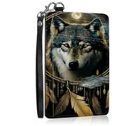 SROJDHFJB Mini Credit Card Holder Wallet for Women, RFID Blocking Small Card Case, Dream Wolf, Minimalist