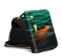 SROJDHFJB Mini Credit Card Holder Wallet for Women, RFID Blocking Small Card Case, Drowning Moon, Classic