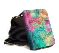SROJDHFJB Mini Credit Card Holder Wallet for Women, RFID Blocking Small Card Case, Nebula Mandalas, Classic