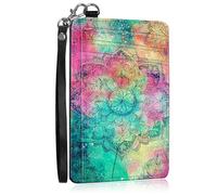SROJDHFJB Mini Credit Card Holder Wallet for Women, RFID Blocking Small Card Case, Nebula Mandalas, Minimalist