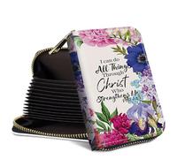 SROJDHFJB Mini Credit Card Holder Wallet for Women, RFID Blocking Small Card Case, Phil 4:13 Flowers, Classic