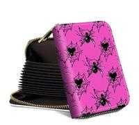 SROJDHFJB Mini Credit Card Holder Wallet for Women, RFID Blocking Small Card Case, Pink Spiders, Classic