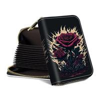 SROJDHFJB Mini Credit Card Holder Wallet for Women, RFID Blocking Small Card Case, Regal Beauty Rose, Classic