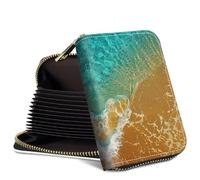 SROJDHFJB Mini Credit Card Holder Wallet for Women, RFID Blocking Small Card Case, Sea Beach, Classic