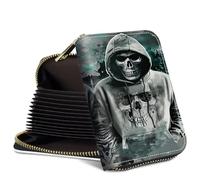 SROJDHFJB Mini Credit Card Holder Wallet for Women, RFID Blocking Small Card Case, Skull Human, Classic