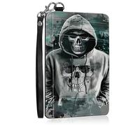 SROJDHFJB Mini Credit Card Holder Wallet for Women, RFID Blocking Small Card Case, Skull Human, Minimalist