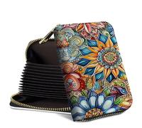 SROJDHFJB Mini Credit Card Holder Wallet for Women, RFID Blocking Small Card Case, Steampunk Flower Mandala, Classic