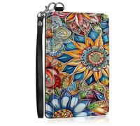 SROJDHFJB Mini Credit Card Holder Wallet for Women, RFID Blocking Small Card Case, Steampunk Flower Mandala, Minimalist