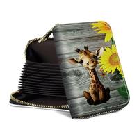 SROJDHFJB Mini Credit Card Holder Wallet for Women, RFID Blocking Small Card Case, The Giraffe Sunflower, Classic