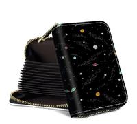 SROJDHFJB Mini Credit Card Holder Wallet for Women, RFID Blocking Small Card Case, Universe Planets, Classic