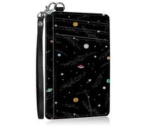 SROJDHFJB Mini Credit Card Holder Wallet for Women, RFID Blocking Small Card Case, Universe Planets, Minimalist