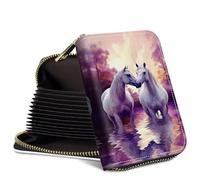 SROJDHFJB Mini Credit Card Holder Wallet for Women, RFID Blocking Small Card Case, White Horses, Classic