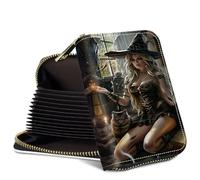 SROJDHFJB Mini Credit Card Holder Wallet for Women, RFID Blocking Small Card Case, Witches, Classic