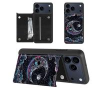 SROJDHFJB Moon Skull for iPhone 17 Pro Wallet Case with Card Holder, RFID Blocking Flip Soft PU Leather Kickstand Magnetic Closure Slim Purse Phone Case for iPhone 17 Pro