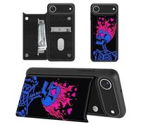 SROJDHFJB Skull Fire Hearts for iPhone 17 Air Wallet Case with Card Holder, RFID Blocking Flip Soft PU Leather Kickstand Magnetic Closure Slim Purse Phone Case for iPhone 17 Air