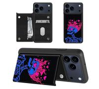 SROJDHFJB Skull Fire Hearts for iPhone 17 Pro Max Wallet Case with Card Holder, RFID Blocking Flip Soft PU Leather Kickstand Magnetic Closure Slim Purse Phone Case for iPhone 17 Pro Max