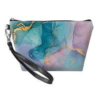 SROJDHFJB Small Makeup Bag with Wrist Strap, Abstract Colorful Marle, S